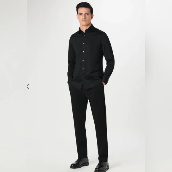 Men's Solid Black Bugatachi XXL Button-down Shirt - Picture 4 of 10